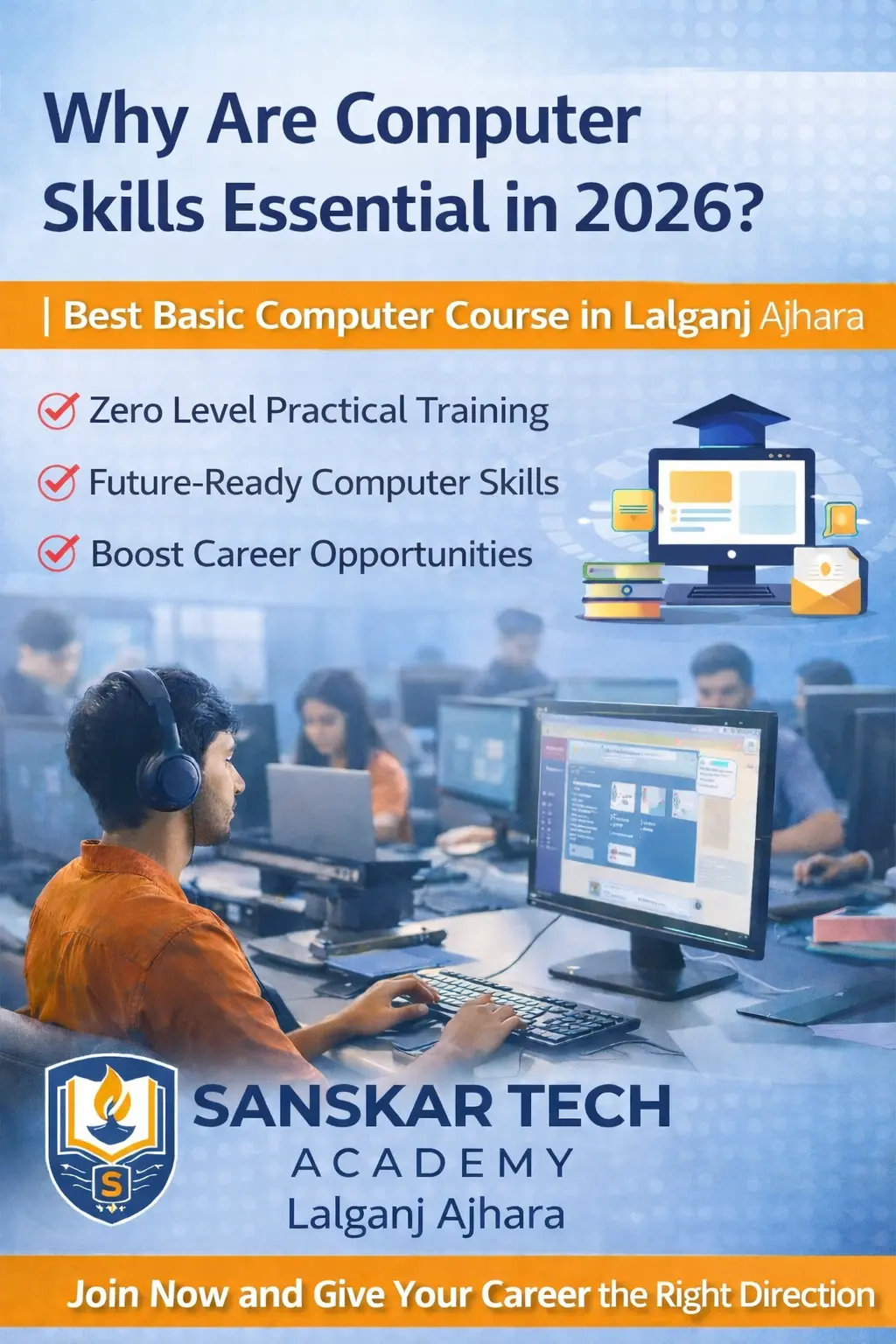 2026 में Best Basic Computer Course | Sanskar Tech Academy Lalganj Ajhara